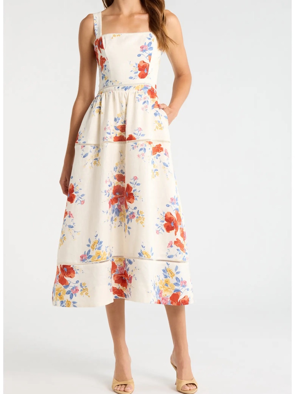 NEW Reformation Everette Floral Linen Midi Sundress, Size 0